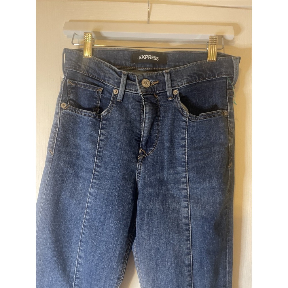 Express Boot high Rise Front Seam Ankle Split Denim 2S/2C - Picture 3 of 10